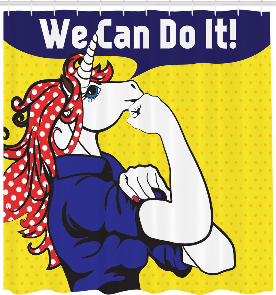 Rideau de Douche pour Grande Baignoire Licorne We Can Do It 175x240 cm