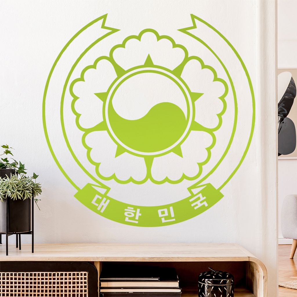 Südkorea Wappen Wandtattoo Wandaufkleber Wall Sticker - Dekoration, Küche, Wohnzimmer, Schlafzimmer, Badezimmer