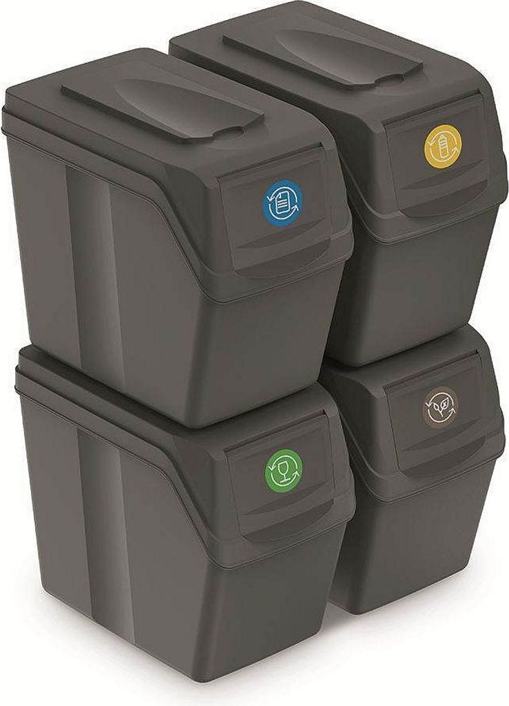 Sada 4 odpadkových košů SORTIBOX I - objem: 4x20 l, barva: Image du produit 