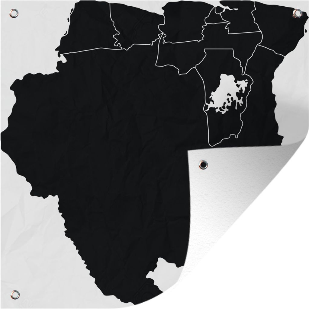 MuchoWow 100x100 cm Outdoor-Poster Gartendeko Sichtschutz Garten Poster für den Garten Die Grenzen von Suriname, dargestellt in einer schwarzen...