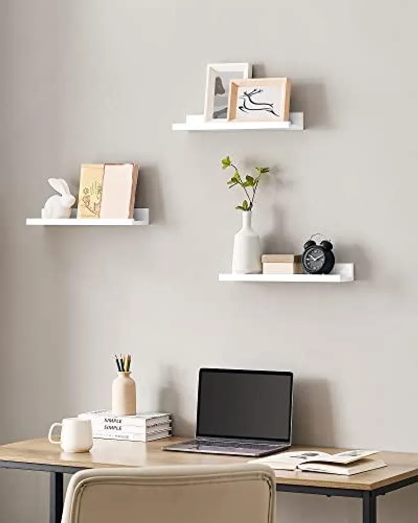 Étagères murales en MDF durable blanches kit de 3 tablettes design - 4