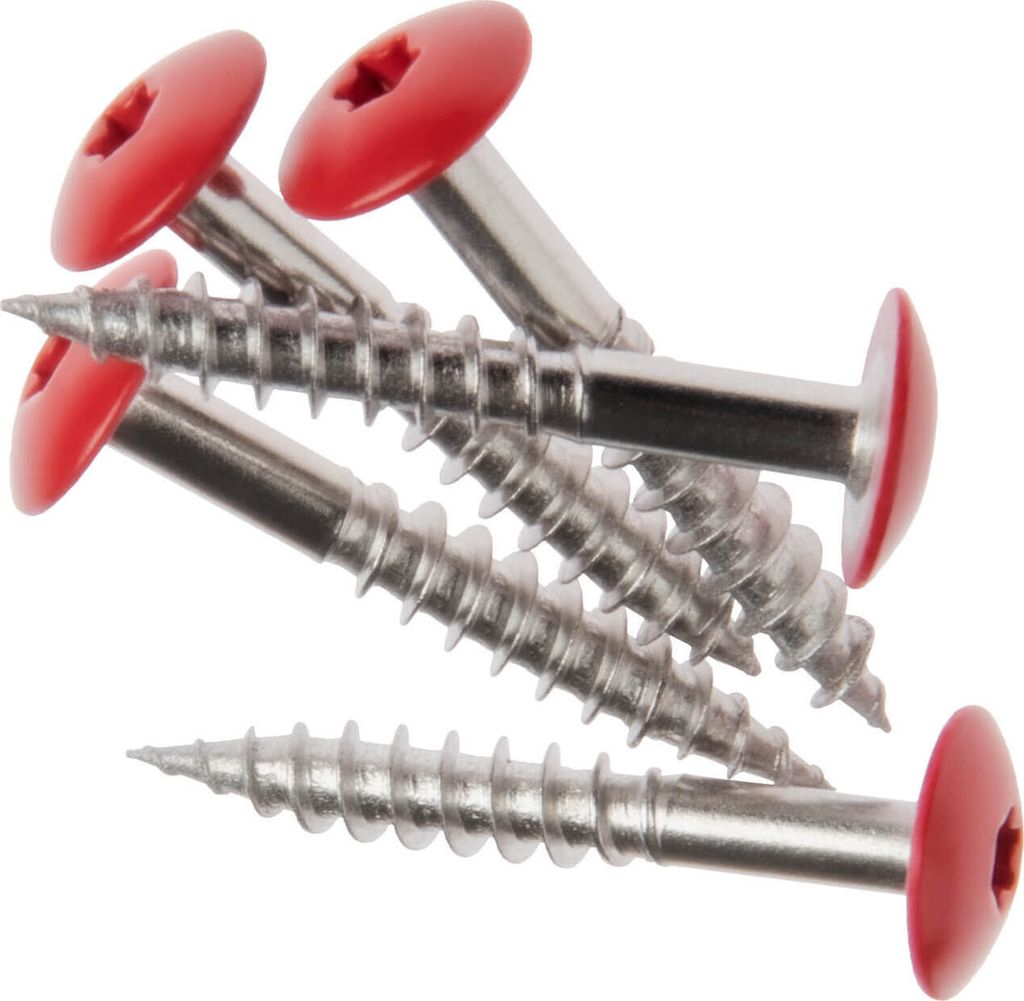HPL- Schrauben, Fassadenschraube, Edelstahlschraube mit Kopflackierung | VIELE FARBEN | Faserzement, Holzpaneele, Alu Verbund (Carmine Red (A12.3.7...
