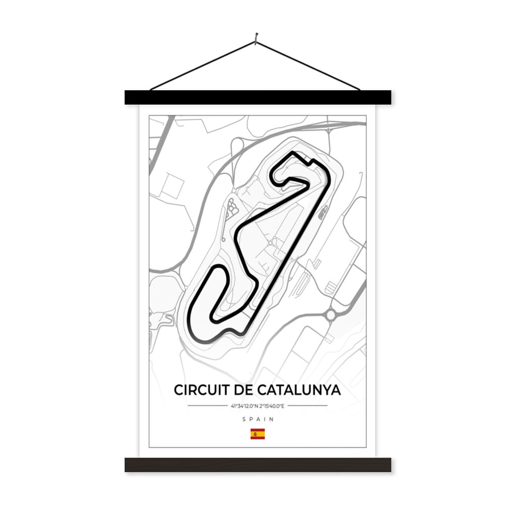 MuchoWow Textilposter F1 - Rennstrecke - Circuit de Barcelona-Catalunya - Rennstrecke - Spanien - Weiß 120x180 cm mit schwarzem Rahmen - Fotos