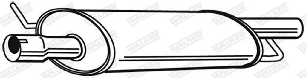 Silencieux avant WALKER 23197 en acier aluminisé pour VW T5 7H0253209B