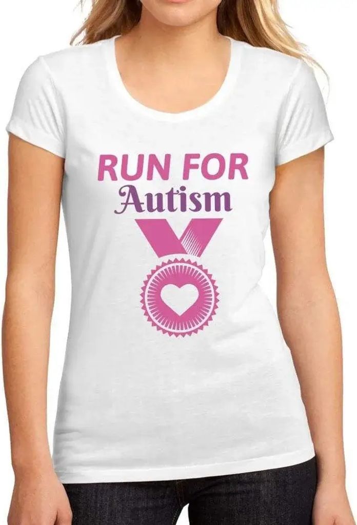 Damen Grafik T-Shirt Lauf für Autismus – Run For Autism – Öko-Verantwortlich Vintage Jahrgang Kurzarm Lustige Druck Geburtstag Geschenk Frau