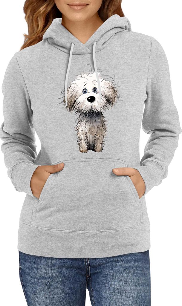 Damen Kapuzenpullover Funny Dogs Breeds Bichon Frise Dog Breed, Lady XL / Grau