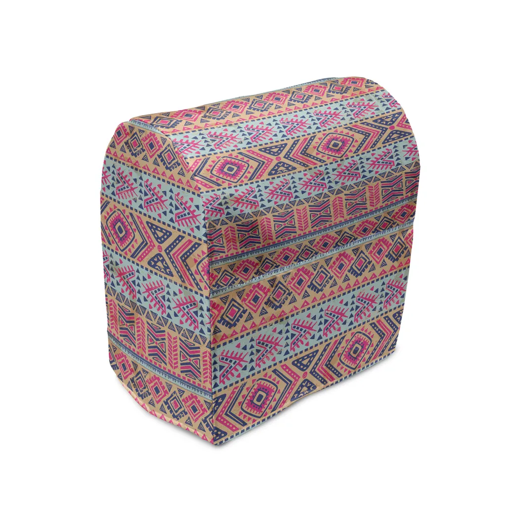 Copertura per frullatore ABAKUHAUS, stile retrò primaverile Aztec Art, custodia per elettrodomestici da cucina con tasche, 36 x 39 x 24 cm, blu pallido indaco
