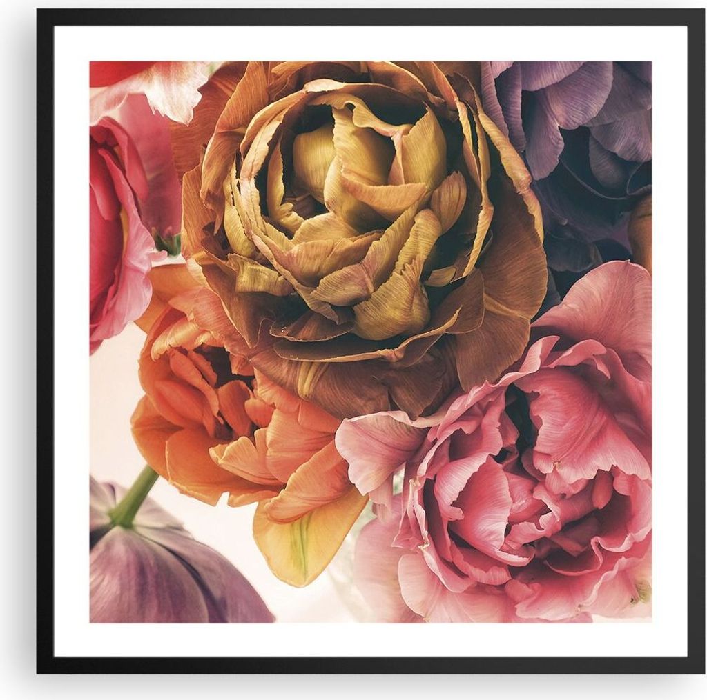 Gerahmtes Poster - Schwarzer Rahmen - Blumenstrauß Blumen Braut - 60x60 cm - Wand Bild - Wanddeko - Wandbilder - Kunstposter - Wandposter - Bilder...
