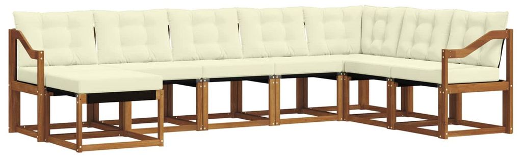 vidaXL Outdoor-Sofagarnitur mit Kissen 8 pcs Natur und Creme
