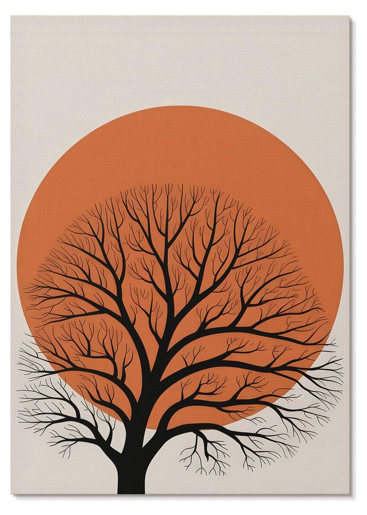 POSTER - 42x59 cm (A2) - Dominika Kubiak - Minimalistischer Baum, starker Kontrast, harmonische Komposition - Wandbild für Wohnzimmer Schlafzimmer...