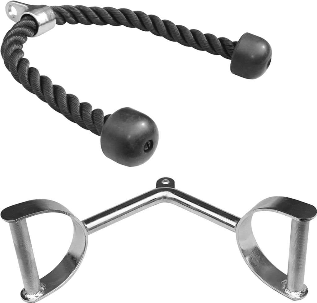 Sporttrend 24 - Seilzug Set Trizeps Seil + Rudergriff breit mit Hufgriff