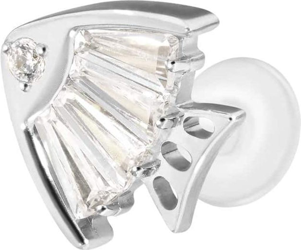 Ohrpiercing, Nasenpiercing PTFE Labret mit Innengewinde + Titan-Aufsatz KRISTALLFISCH Silber Stablänge: 5mm | Stabstärke: 1,2mm