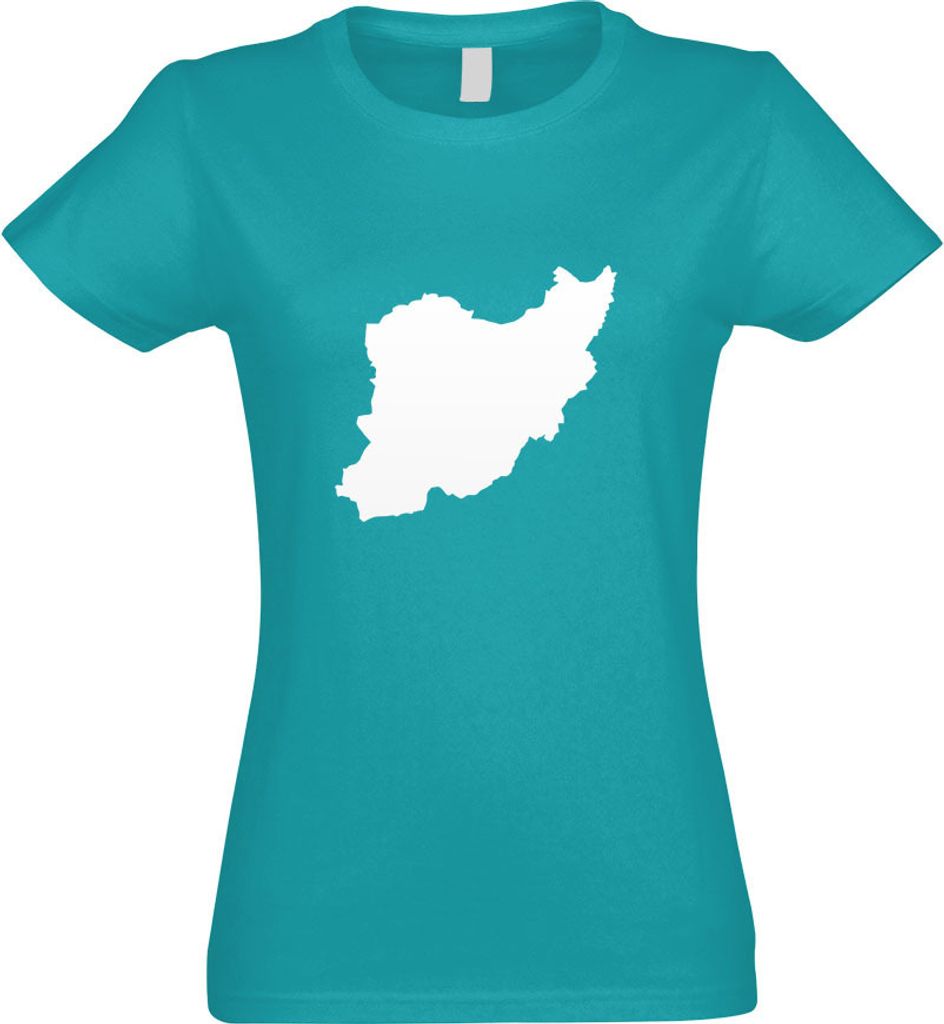 Kiwistar - T-Shirt tailliert - Damen - türkis - Iran Umriss Kontur - mit Motiv Bedruckt - Funshirt Design - Sport - Freizeit - Damen - S