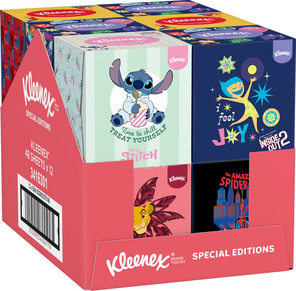 Kleenex Disney Würfel-Box Taschentücher 4 verschiedene Designs 12 x 48 Stk.