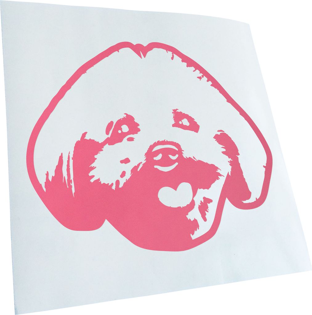 Kiwistar - Autoaufkleber - maltese Hund - Hellrosa - 40x33cm - Aufkleber für Auto, Laptop, Fahrrad, LKW, Motorrad mehrfarbig JDM Decal Racing
