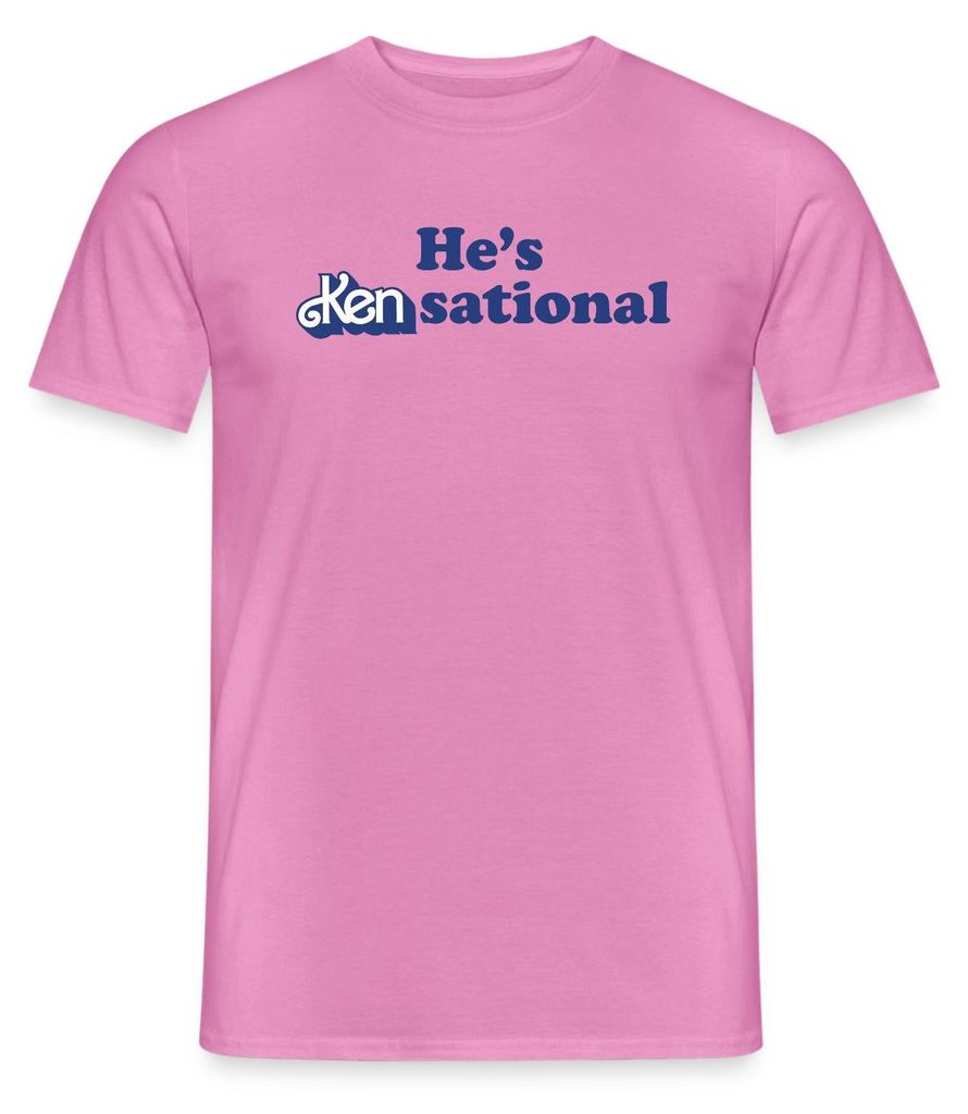 Spreadshirt Barbie Ken Design Lustiger Spruch He's Kensational Männer T-Shirt, 3XL, Pink
