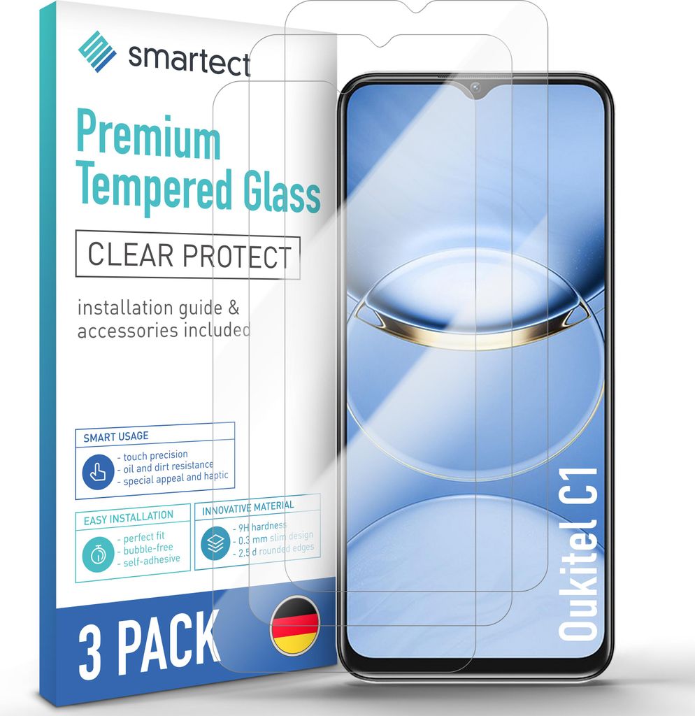 3x Schutzglas Panzerfolie Klar für Oukitel C1 Displayschutz Hartglas Glas