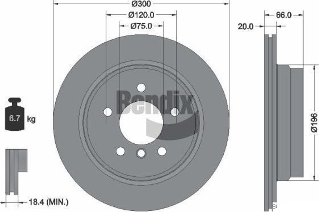 BENDIX Braking BDS1136 Bremsscheibe OE 34216764653 kompatibel mit 1er E81, 1er E87, 3er E90, 3er E93, 3er E92, 3er E91, X1