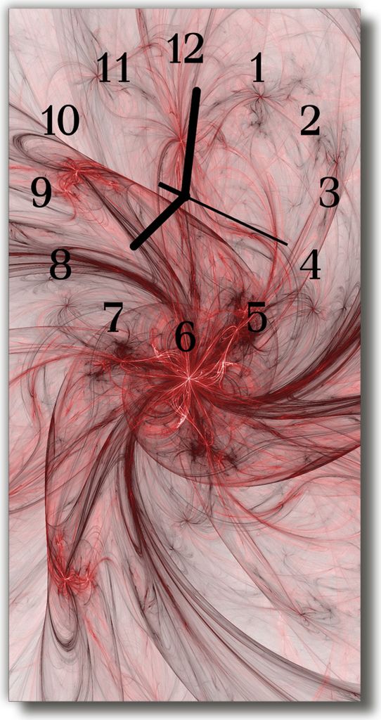 Tulup Glasuhr Wanduhr Küchenuhr Echt-Glas 30x60 Abstrakt Rot