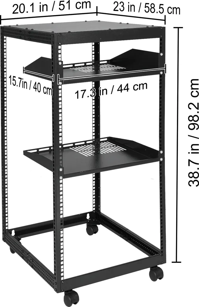 VEVOR Rack Serveur 20U à Cadre Ouvert - Baie Informatique 4 Montants - 8