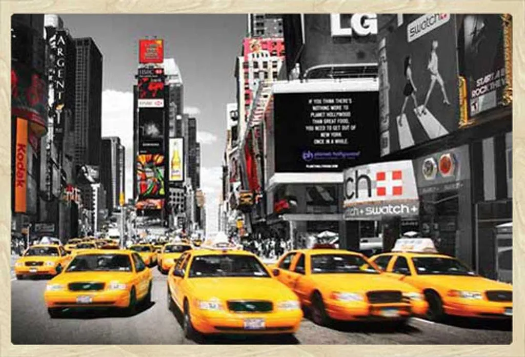 Poster New York Times Square Yellow Cabs con Cornice Shinsuke Rovere