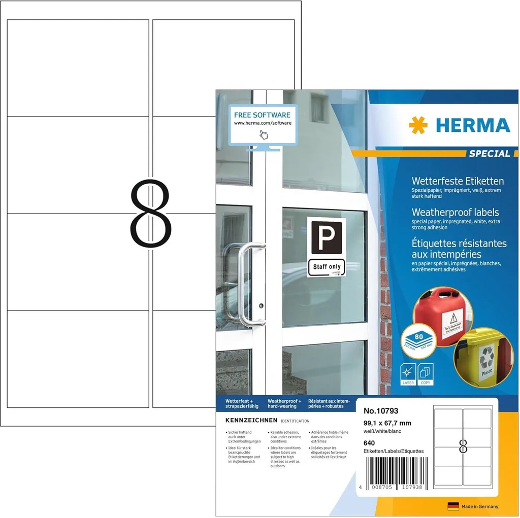 Herma HERMA 10793 etichetta autoadesiva Rettangolo bianco 640 pz