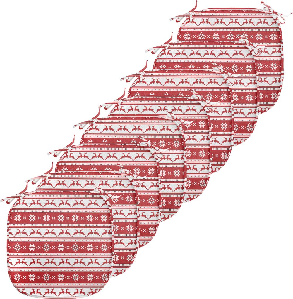 ABAKUHAUS Weihnachten Polster für Esszimmerstühle, Winter-Rotwild-Schneeflocke, Dekoratives wasserfestes Kissen mit Riemen für Küchensitze, 40 ...