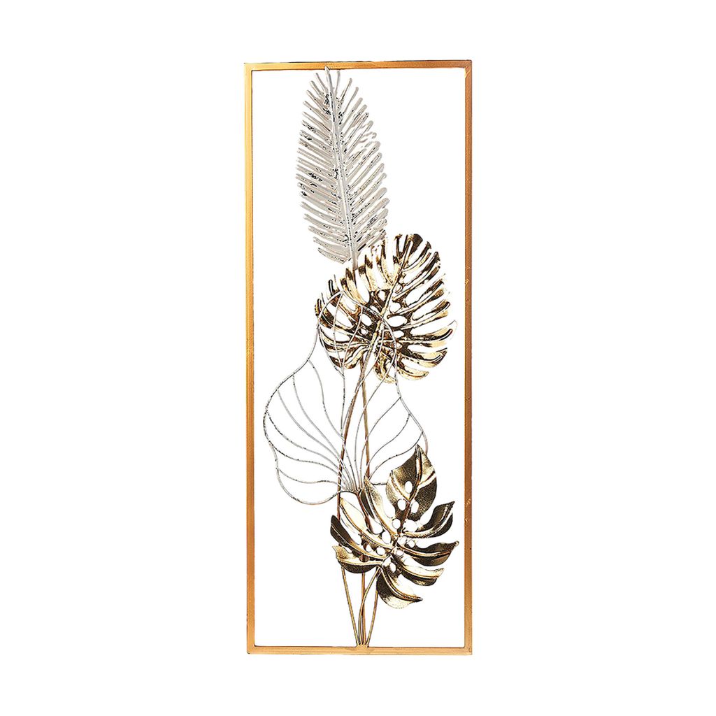 Kobolo Wandbild Wanddeko Metallbild - GOLDEN MONSTERA - Produktbild 1