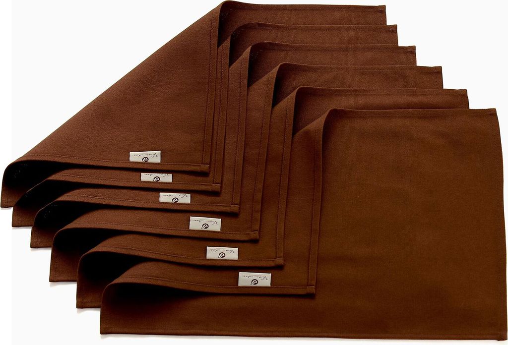 Vivi Idee 6er Tischsets Platzset 100% Baumwolle Platzdeckchen Stoff abwaschbar Handgenäht 52x33cm (Schokobraun)