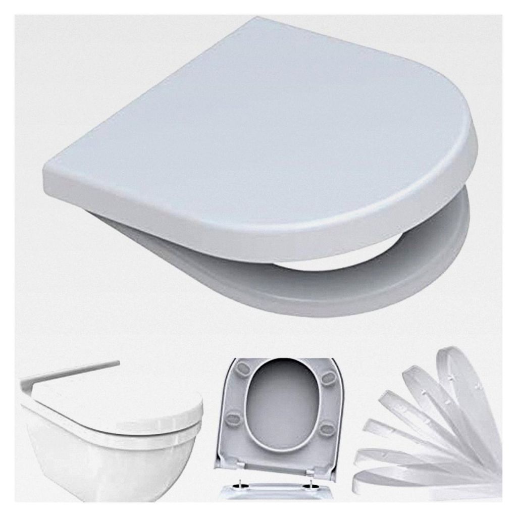 WC-Sitz für Duravit STARCK 3 mit SoftClose Absenkautomatik, D-Form, Edelstahlscharnier, antibakterielles Duroplast, weiß