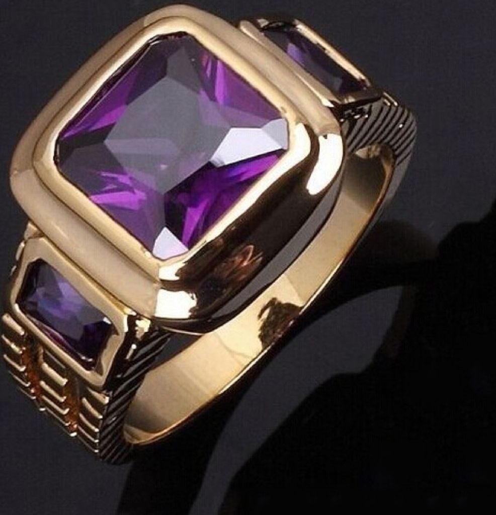 Ring, quadratische Form, 4 Farben, Edelstahl, Business-Mann-Ring für den Alltag-Lila,US 8