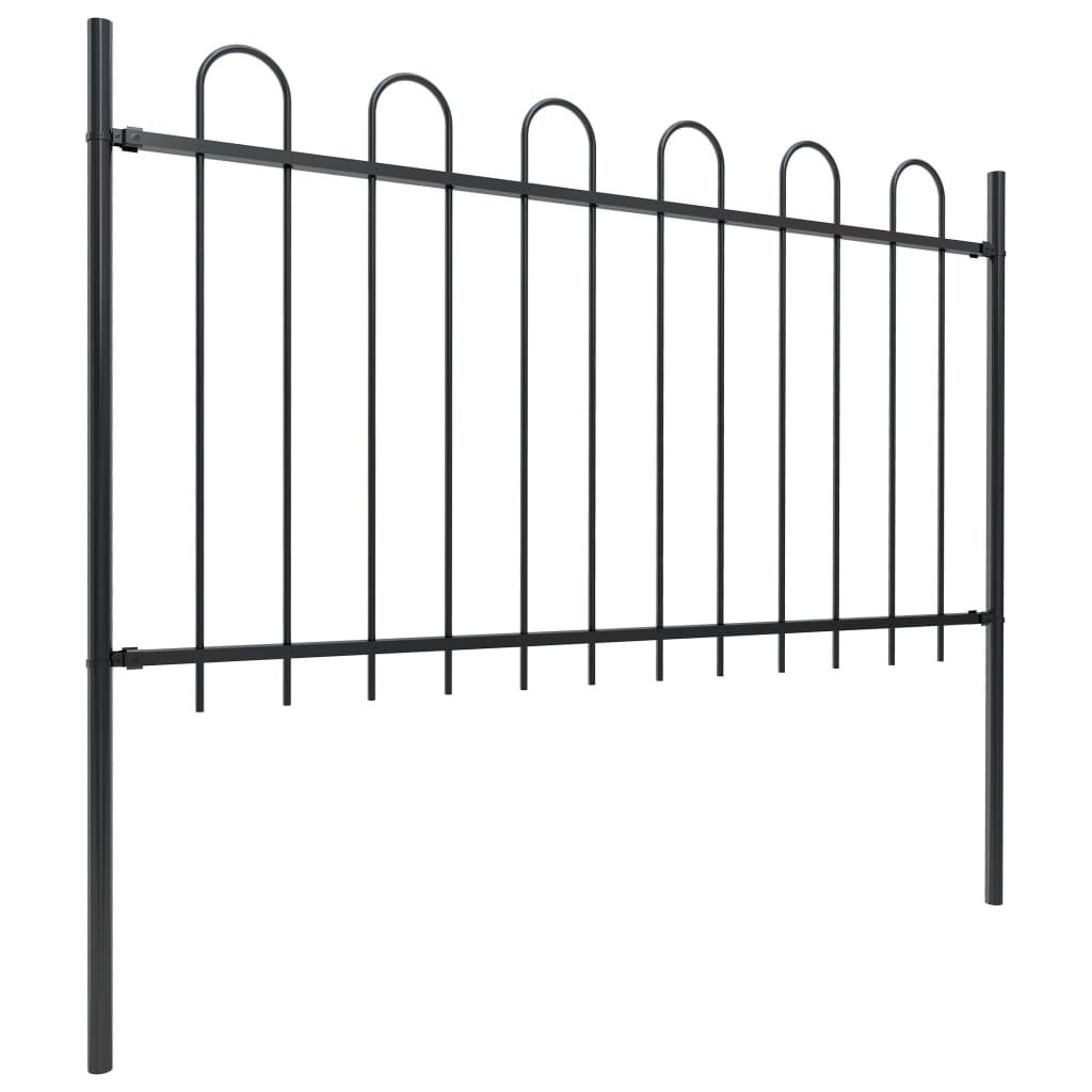 vidaXL Gartenzaun mit Rundbogen Stahl 714,5 x 100 cm Schwarz