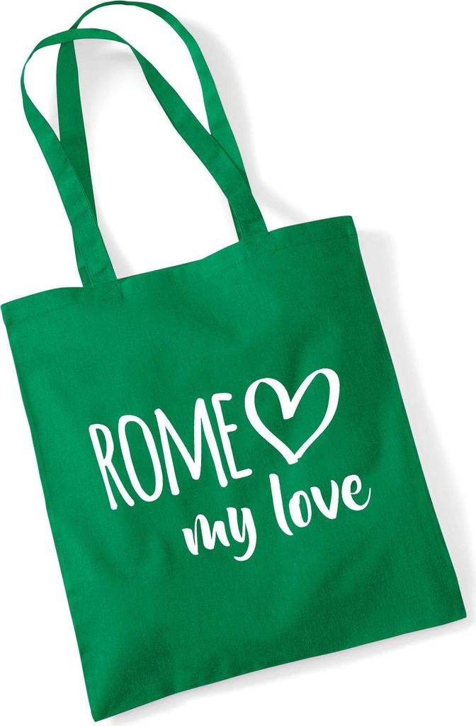 Huuraa Jutebeutel Rome my love 10 Liter Kelly Green Baumwolle Tasche Geschenkidee