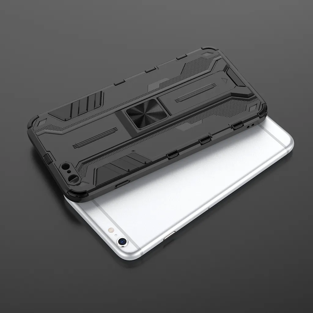 Custodia per iPhone 6 Plus / 6s Plus a doppio strato in PC e TPU con paraurti e supporto nero - 7