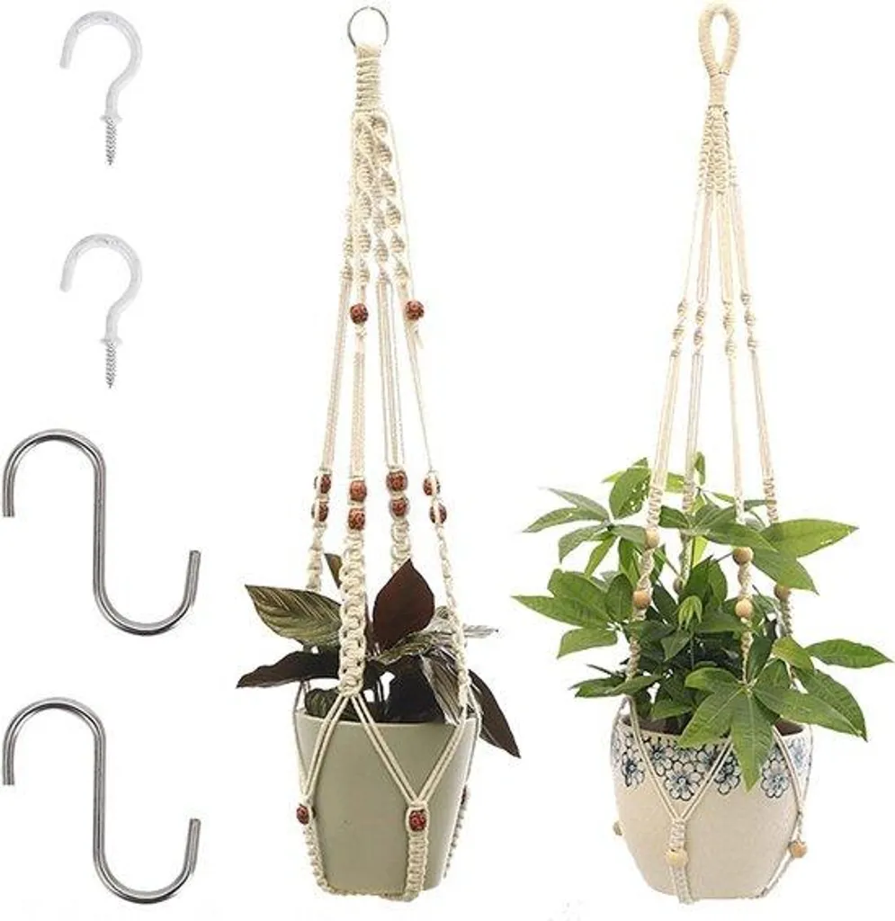 Décoration Bohème Chic : Suspension Florale Macramé 90 cm en Coton