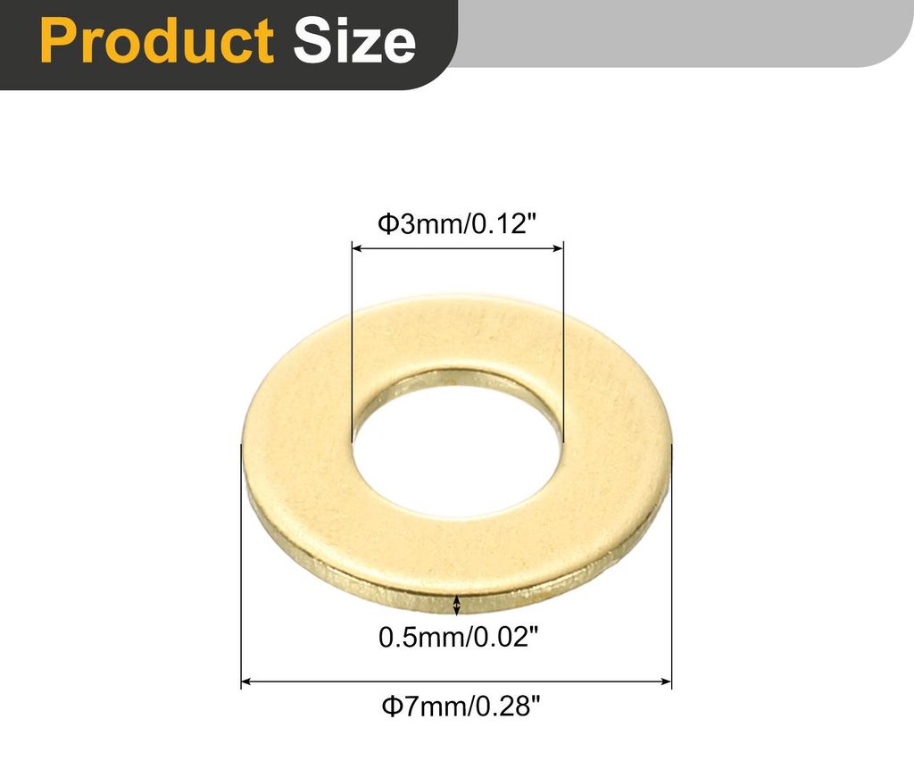 120 Stš¹ck Unterlegscheiben Set, M3 x 7mm x 0.5mm Messing Ring Beilagscheiben Sortiment, Flach Sicherungsscheiben Dichtungsring Metallscheiben f...