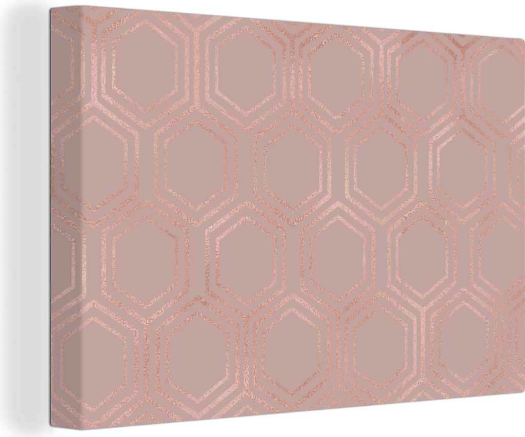 OneMillionCanvasses - Leinwandbilder - 140x90 cm, Muster - Roségold - Rosa, Wandbilder Kunstdruck Wanddekoration