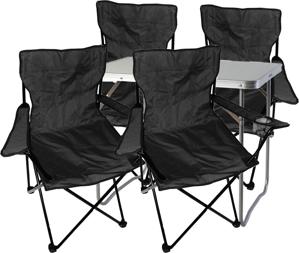5-teiliges Campingmöbel Set Schwarz