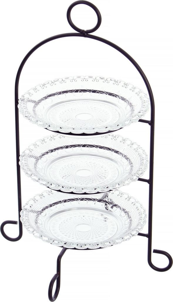 Etagere Metall 3 Glastellern – Retro Gebäckständer Produktbild 