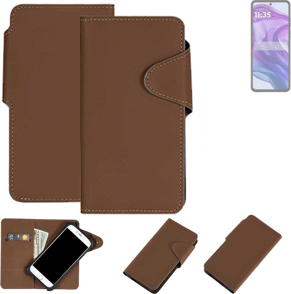 K-S-Trade Schutzhülle Klapphülle Kunstleder kompatibel mit Motorola Razr 50 Ultra braun Handy Hülle Wallet Case