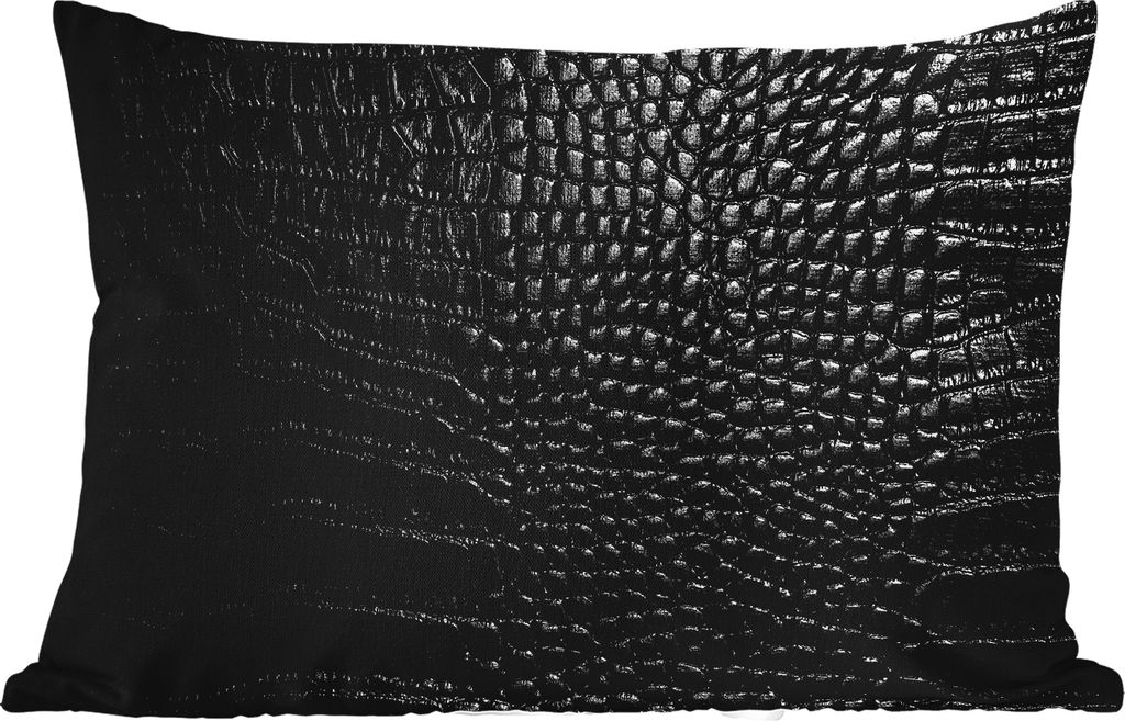MuchoWow Outdoor Kissen - Leder - Textur - Schwarz - Grau - 60x40 cm - Wetterfest - Lounge Kissen - Zierkissen - Kissen für Innenräume