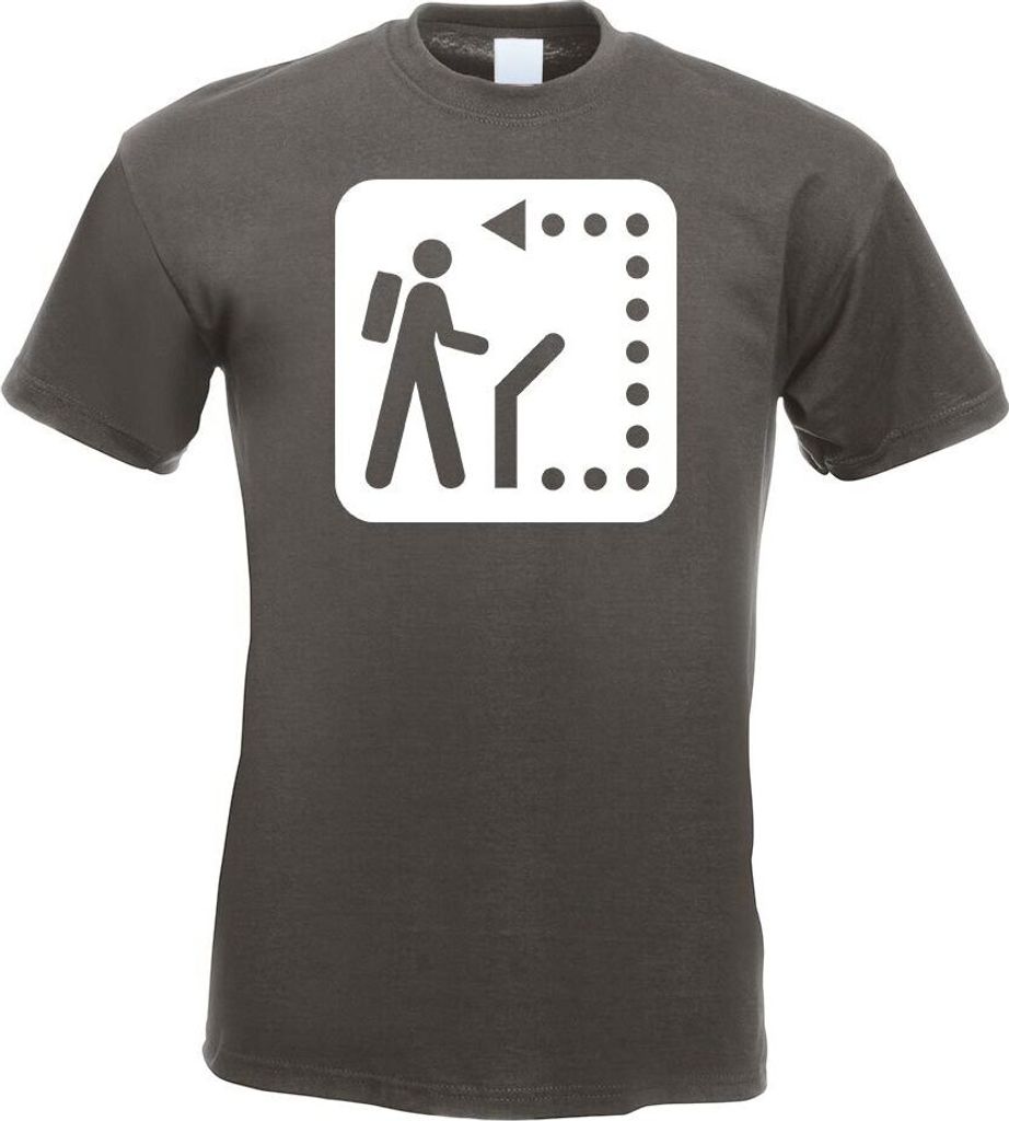 Kiwistar - T-Shirt - Graphit - Wanderweg Wegweiser Piktogramme Herren Funshirt Bedruckt Design Sprüche Spruch Motive - mit Motiv Bedruckt - Funshi...