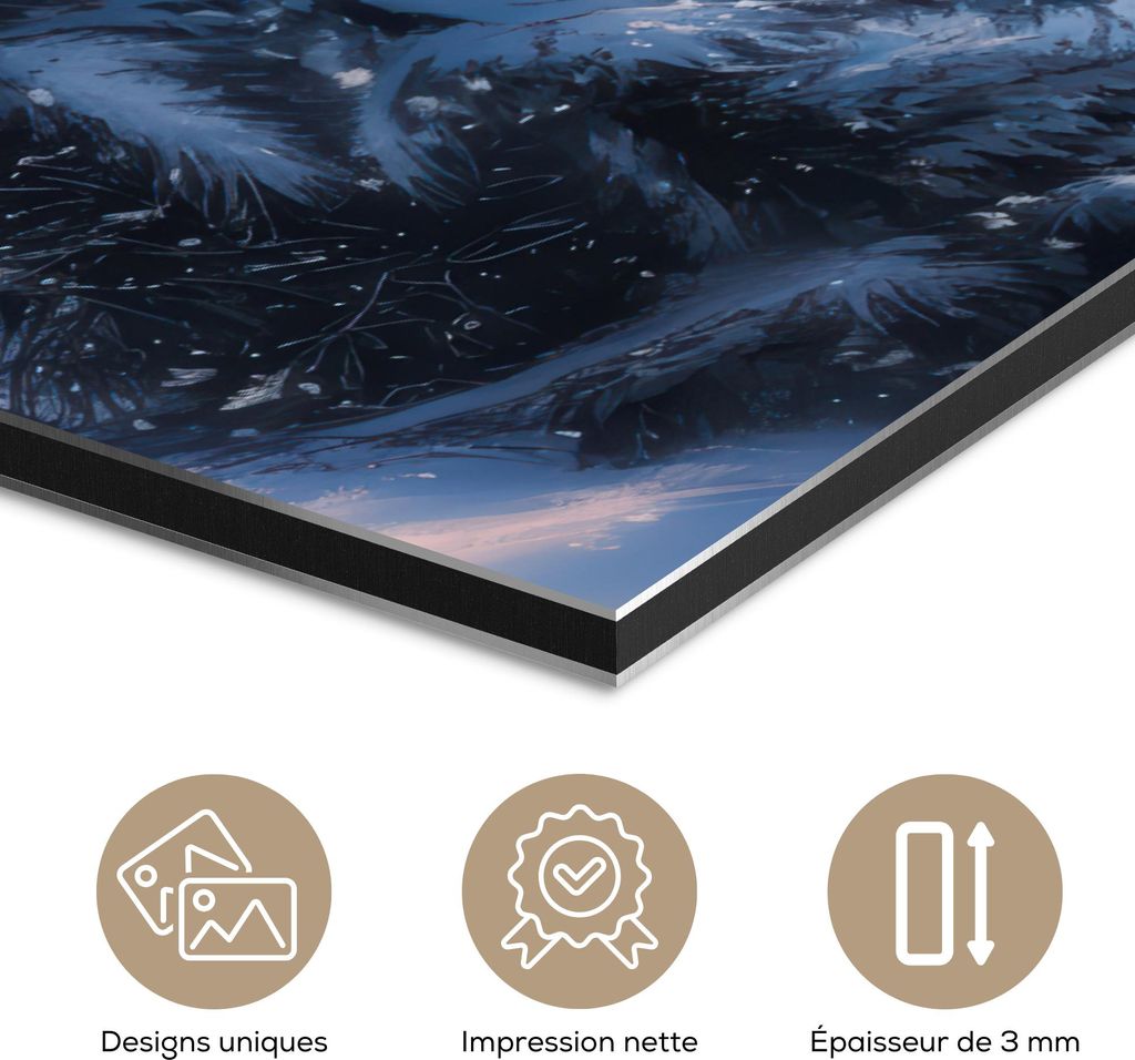 MuchoWow Wanddekoration Metall Metallbild Wandkunst 30x20 cm Weihnachtszug - Schnee - Winter - Weihnachten MuchoWow Aluminium Gemälde - Aluminiumg...
