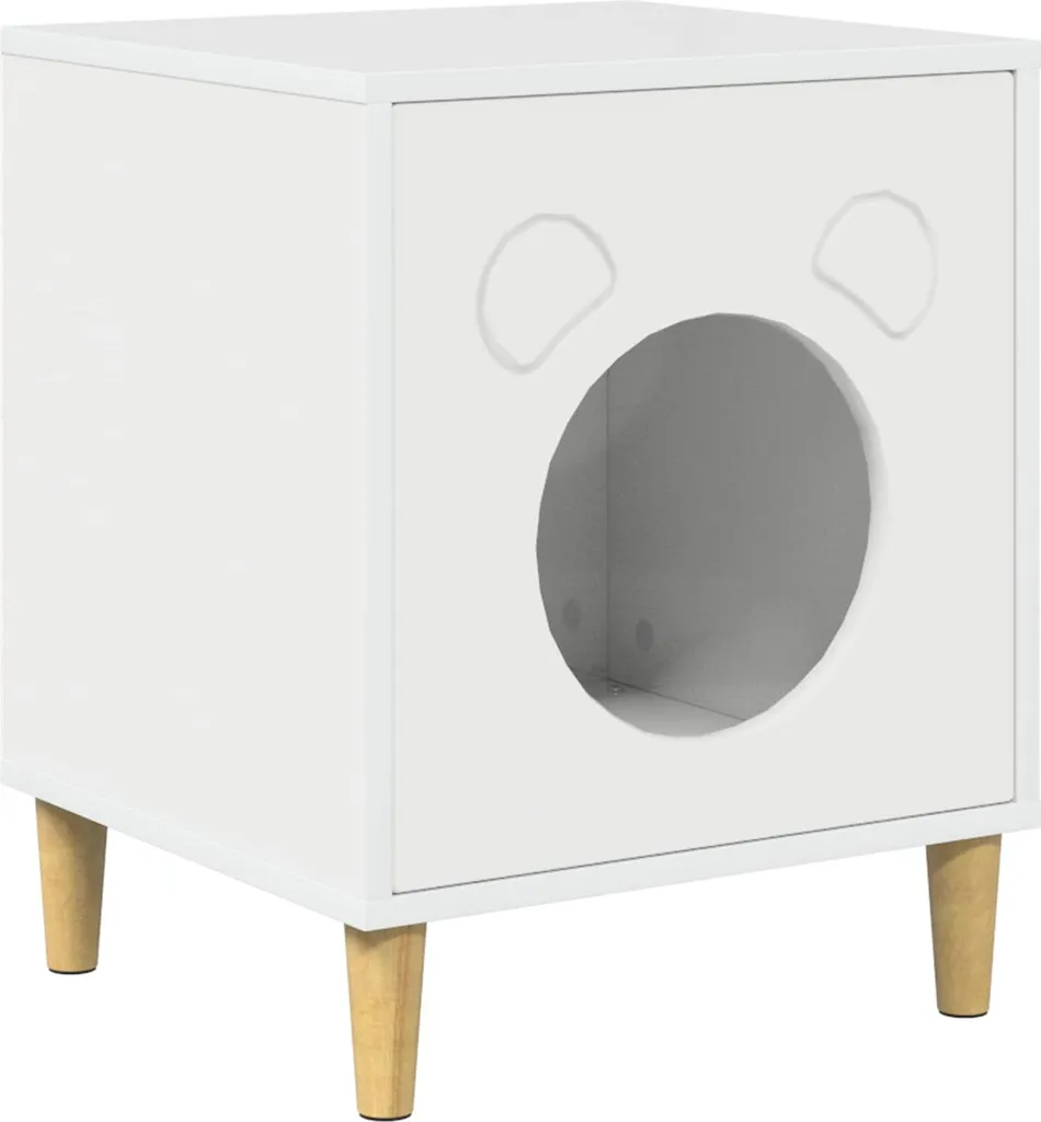 SYFAX™ Casetta per gatti Bianco lucido 42,5 x 40 x 53 cm Materiale a base di legno