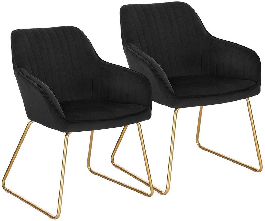 Esszimmerstühle 2er Set Küchenstuhl Bürostuhl mit Rückenlehne Samt Metall Grau