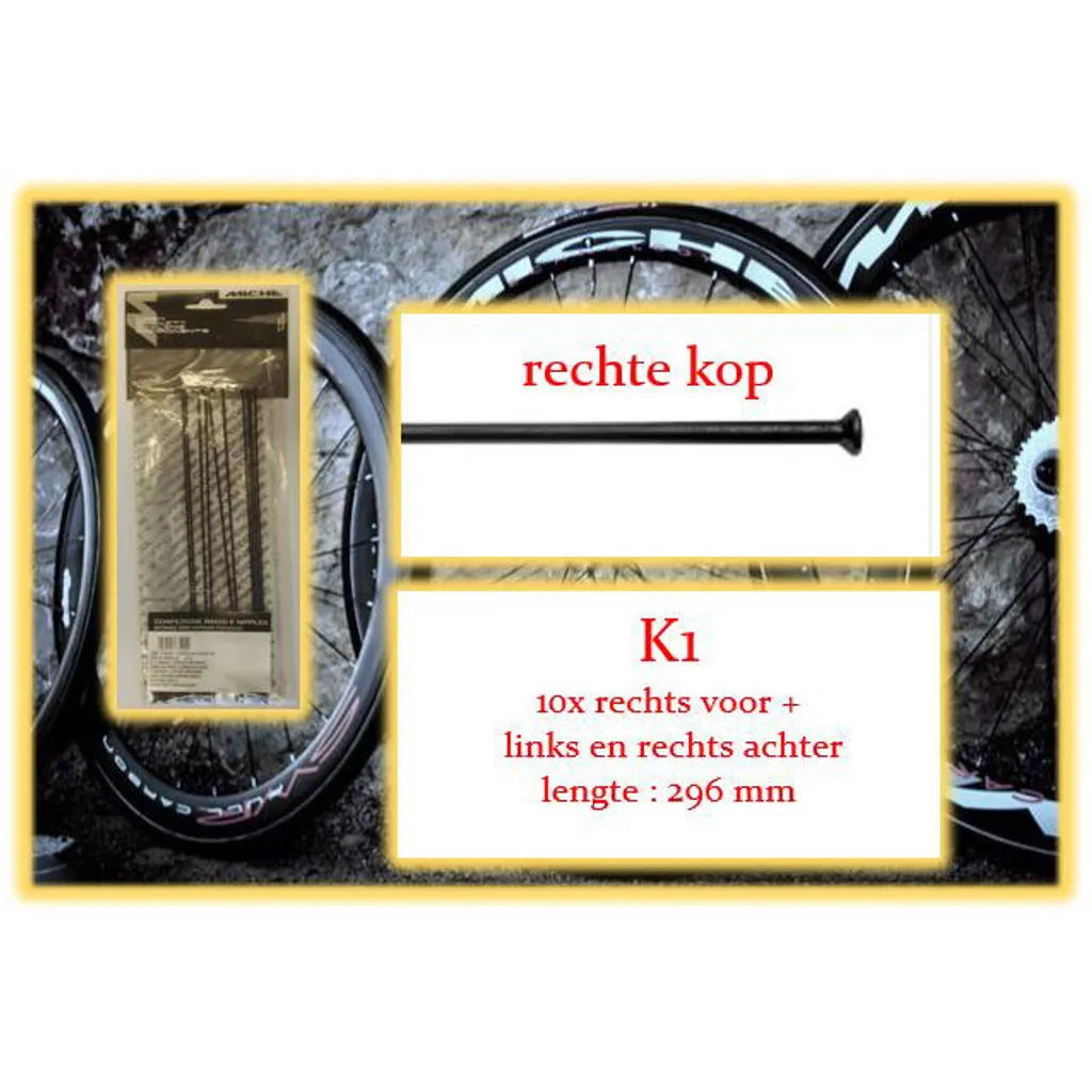 Raggi Miche K1 Straight Pull 10x LV+RV+LA - Ricambio Originale con Nippli