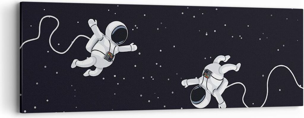 Bild auf Leinwand - Leinwandbild - Einteilig - Cartoon Astronauten Kosmos - 90x30cm - Wand Bild - Wanddeko - Wandbilder - Leinwanddruck - Bilder - ...