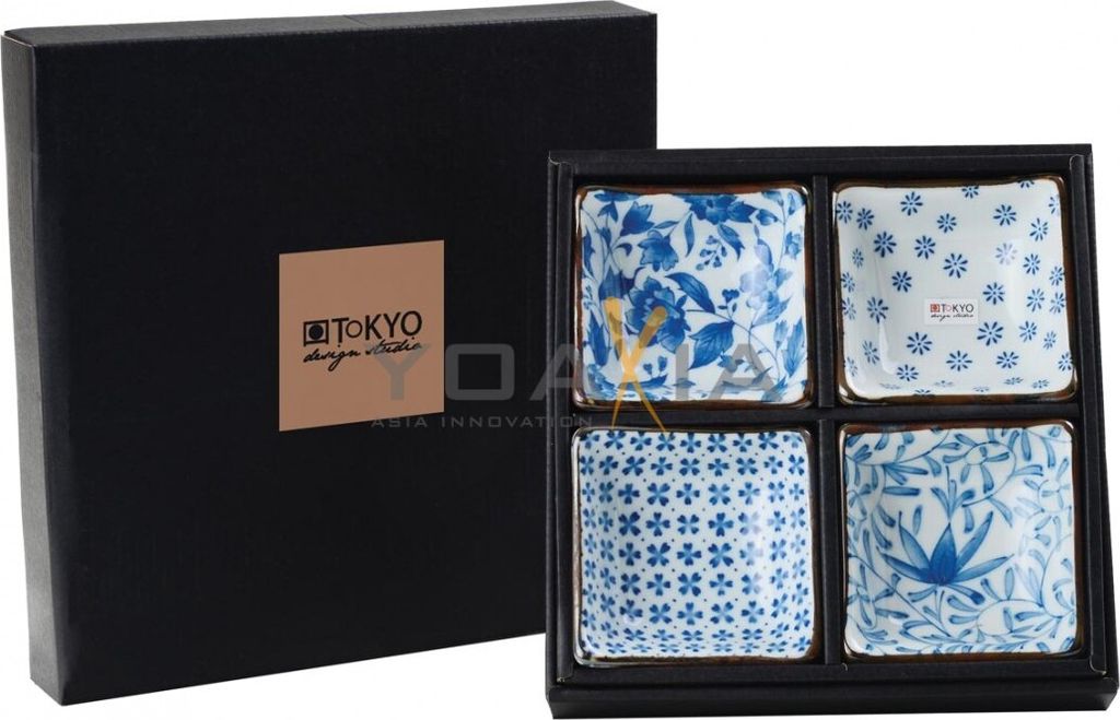 Japan Porzellan 4 Snack & Dipschalen-Set [ FLORES ] 8.5x8.5x3cm ToKYO Design
