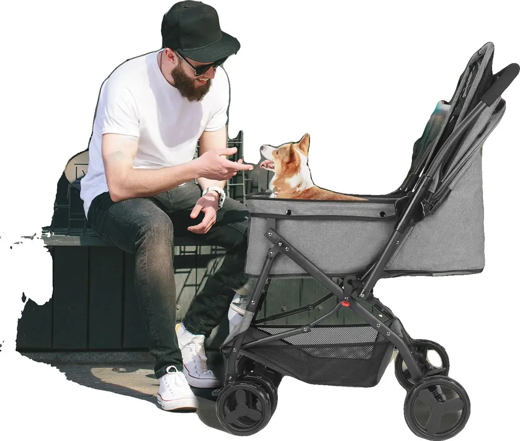 Valise de transport animaux gris, idéale voyage avec roues fluides