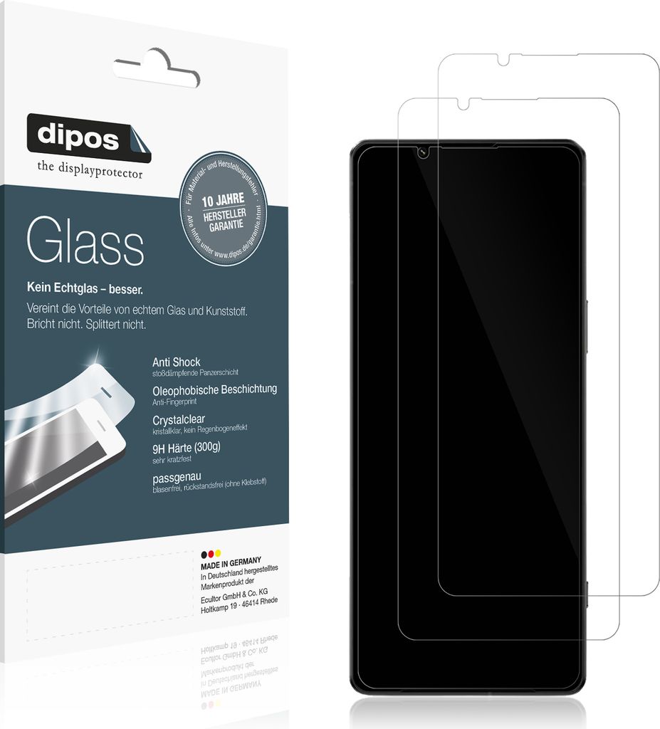 Sony Xperia 1 IV + V: 2x Schutzfolie Anti-Shock 9H dipos Glass